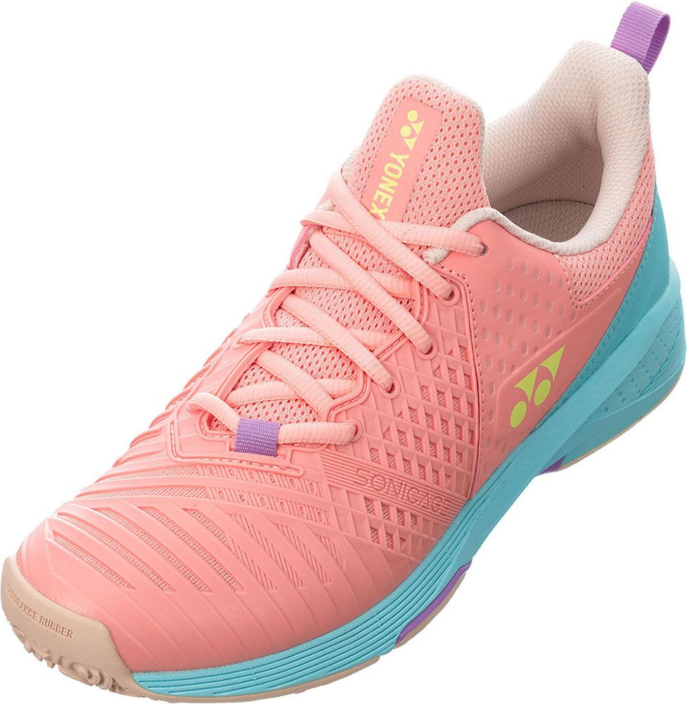 ヨネックス YONEX テニス パワークッション ソニケージ 3 ウィメン クレー・砂入り人工芝コート用 テニスシューズ 硬式 オムニコート 衝撃吸収 反発性 疲れにくい 柔らかい レディース  SHTS3LGC 084 ピンク/サックス