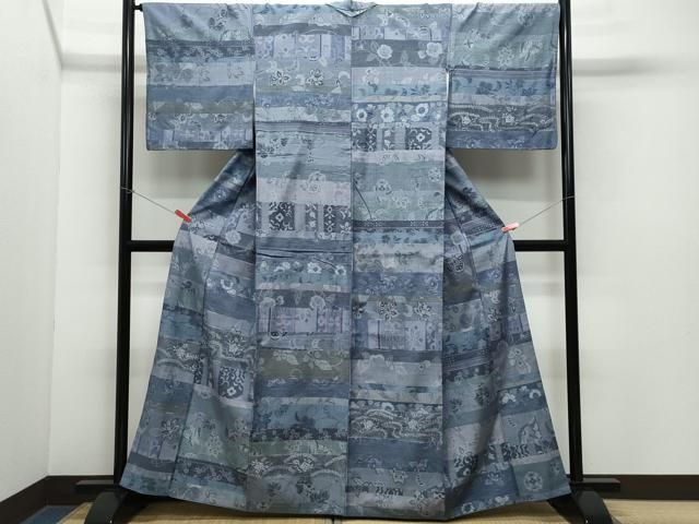 平和屋着物●小千谷紬　百柄　正絹　逸品　CAAY3087vf 平和屋着物○小千谷紬 百柄 正絹 逸品 CAAY3087vf