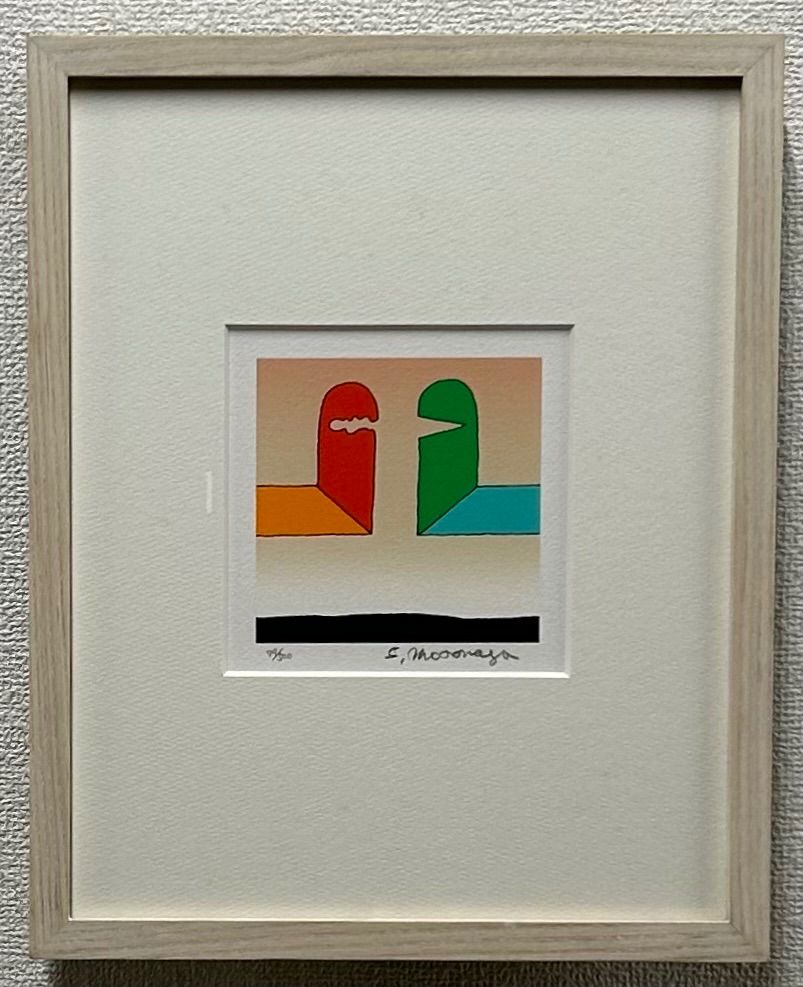額付】【真作】【額装品】元永定正『むかいあっているあかと