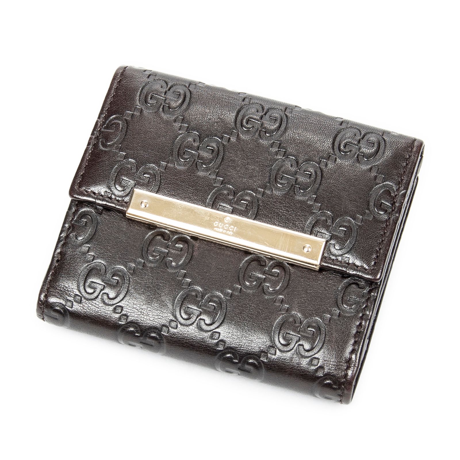 GUCCI グッチメタルバーコンパクトウォレット黒グッチッシマA