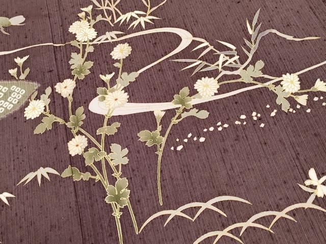 平和屋着物○訪問着 総絞り 浜松籬草花文 黒地 正絹 逸品 未