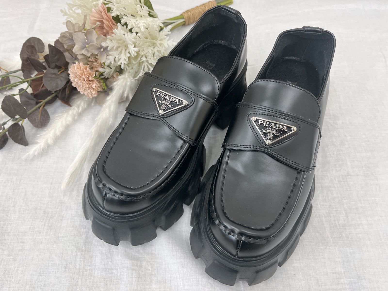 PRADA 厚底ローファー ブラック37.5