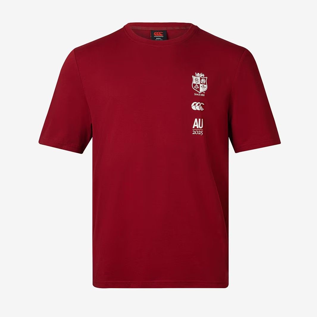 送料無料 匿名配送 カンタベリー ラグビー ブリティッシュ＆アイリッシュ ライオンズ 2025 ツアー Tシャツ 赤 レッド 公式モデル 日本未発売