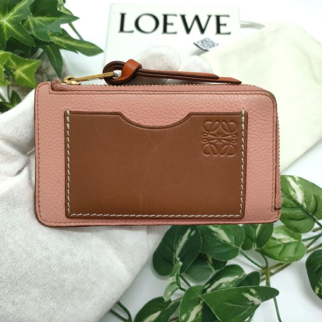 ロエベ フラグメントケース コインカードホルダー アナグラム ピンク ブラウン