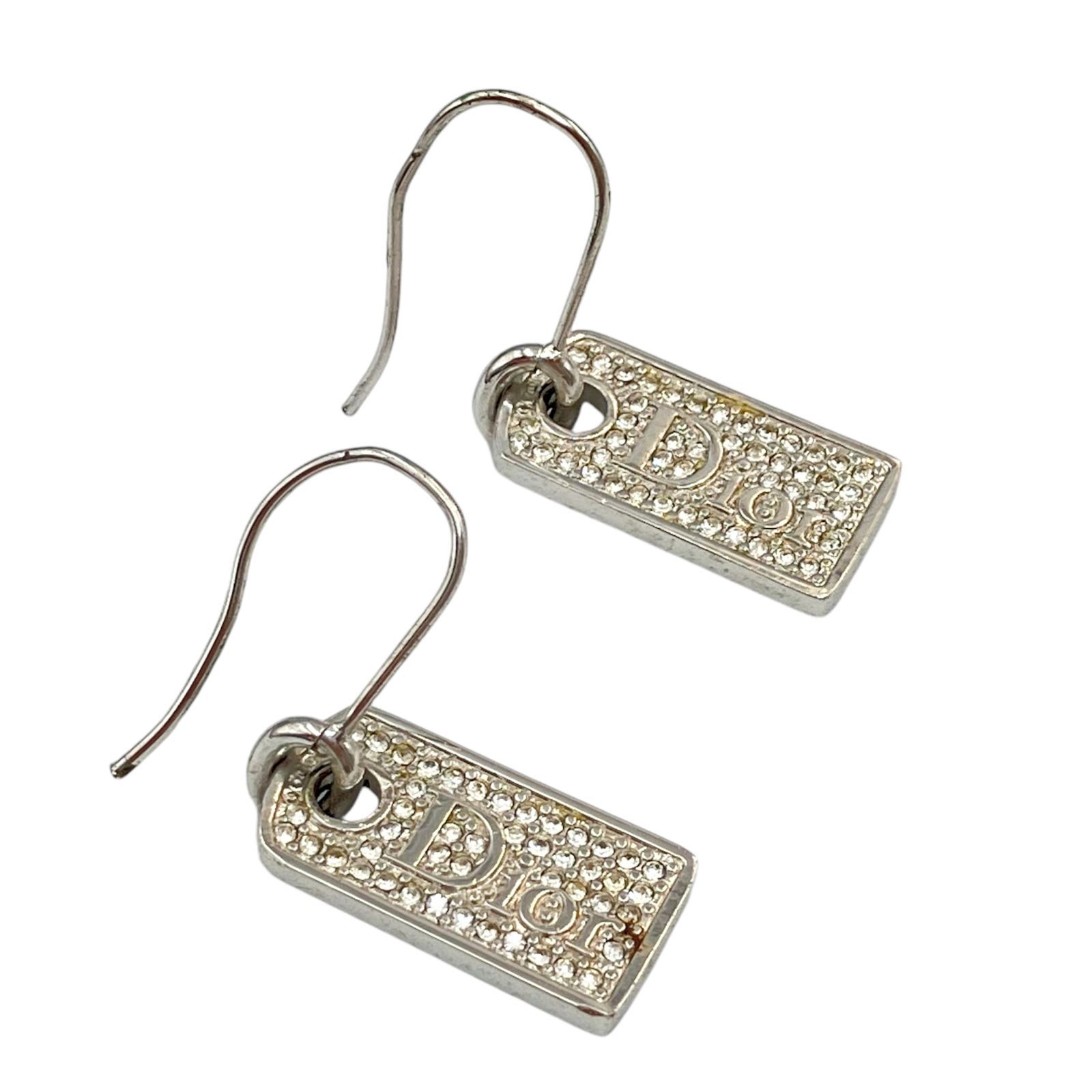 Christian Dior　クリスチャンディオール　ピアス　ラインストーン Christian Dior クリスチャンディオール ピアス Dロゴ ライン