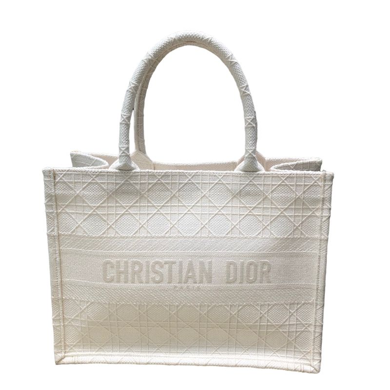 クリスチャン・ディオール Christian Dior ブックトートミディアム ホワイト キャンバス ユニセックス トートバッグ