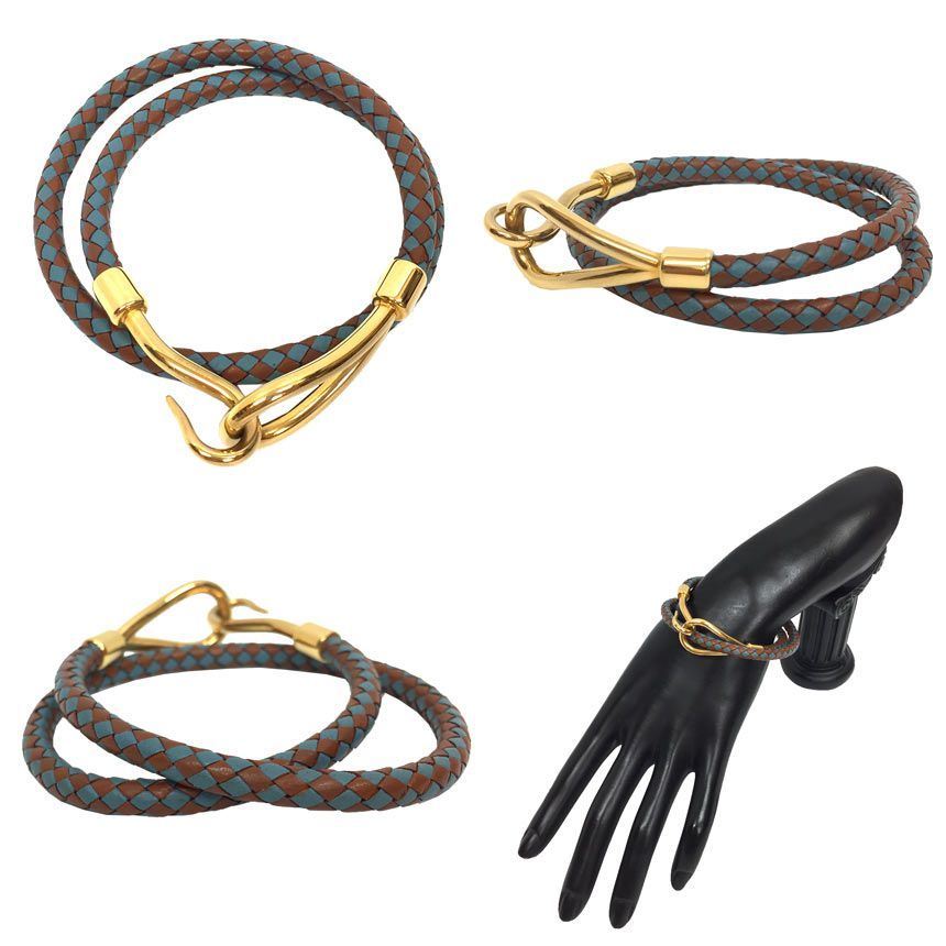 【美品】エルメス　HERMES レザーブレスレット/チョーカー HERMES エルメス ジャンボチョーカー レザー ブラウン