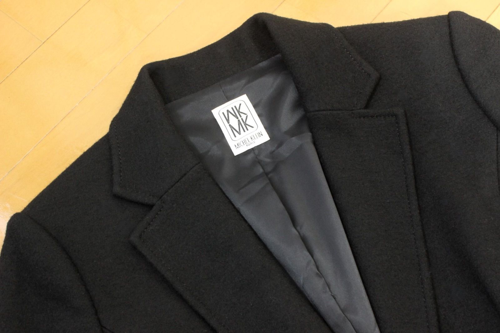 02 MK MICHEL KLEIN エムケー ミッシェルクラン スカートスーツ 38 M ブラック 黒 ウール 秋冬