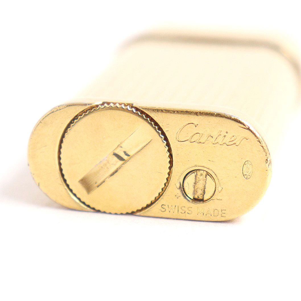 良品◇Cartier カルティエ ゴドロン ストライプ柄 オーバル ロゴ