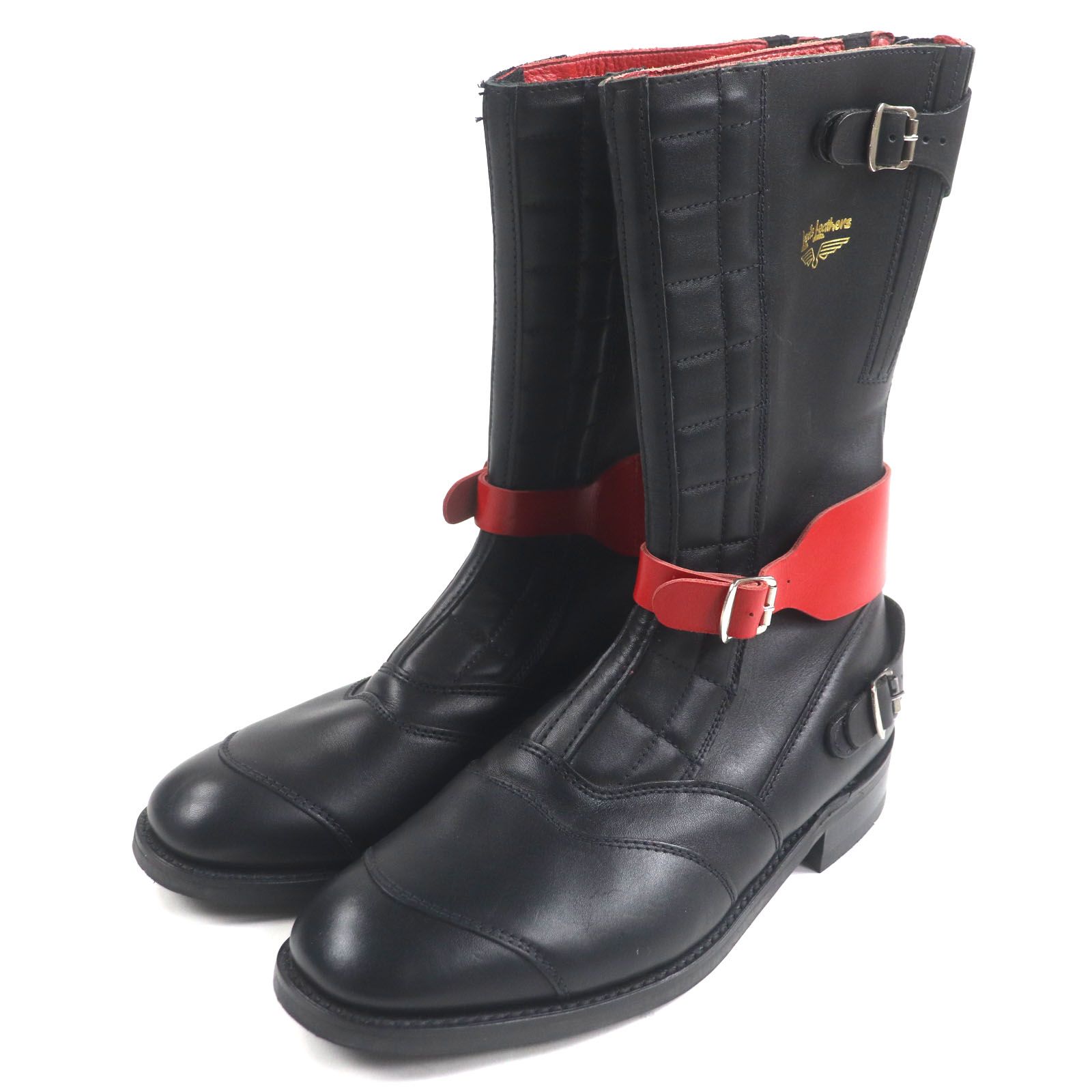 COMME des GARCONS Lewis Leathers コムデギャルソン ルイスレザー ATLANTIC BOOT アトランティック レザー ベルト付き ジップアップ エンジニアブーツ ブラック 11 イングランド製 メンズ
