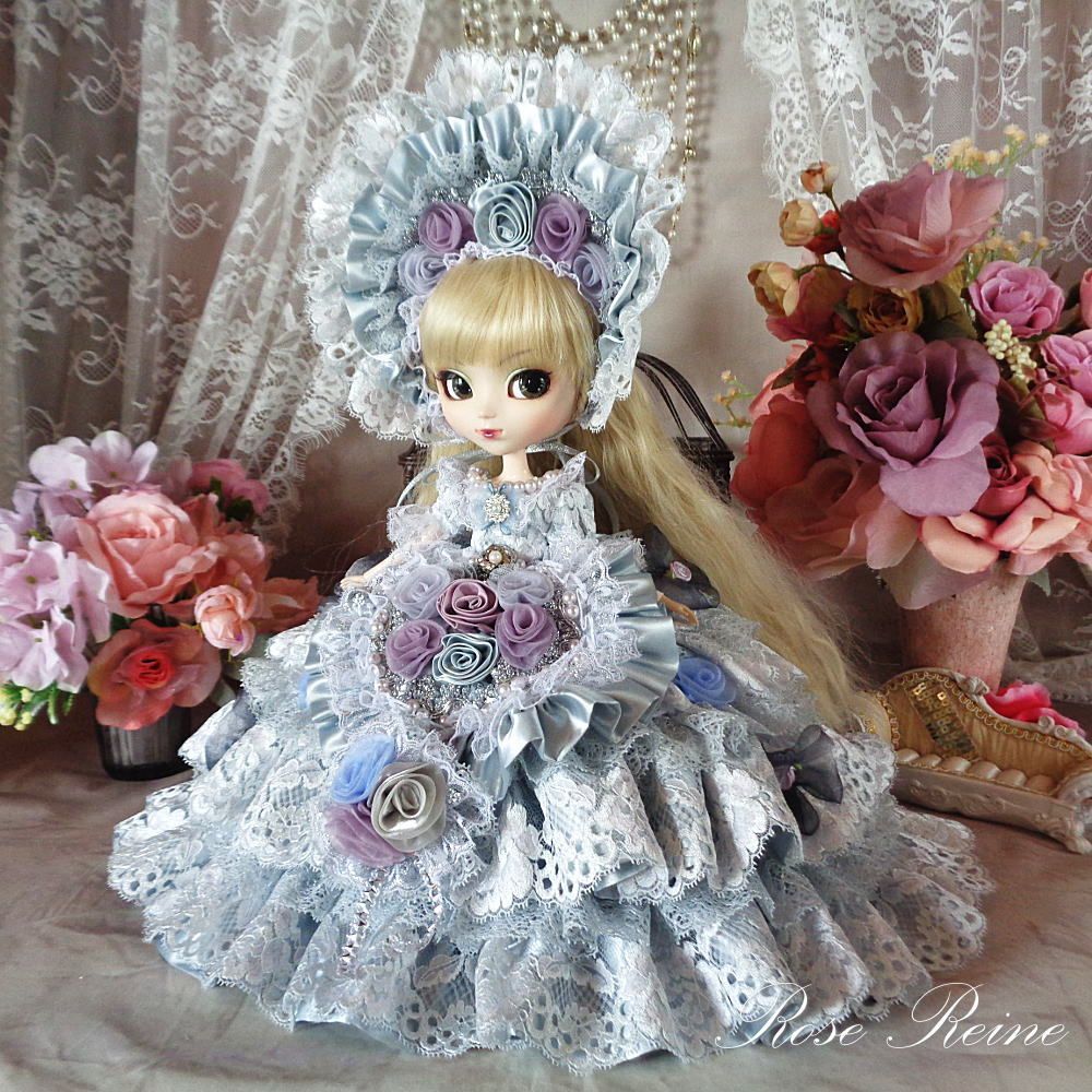 XmasSale】 エリザベス女王 夕暮れの花園シャイニーグレーの10段フリル