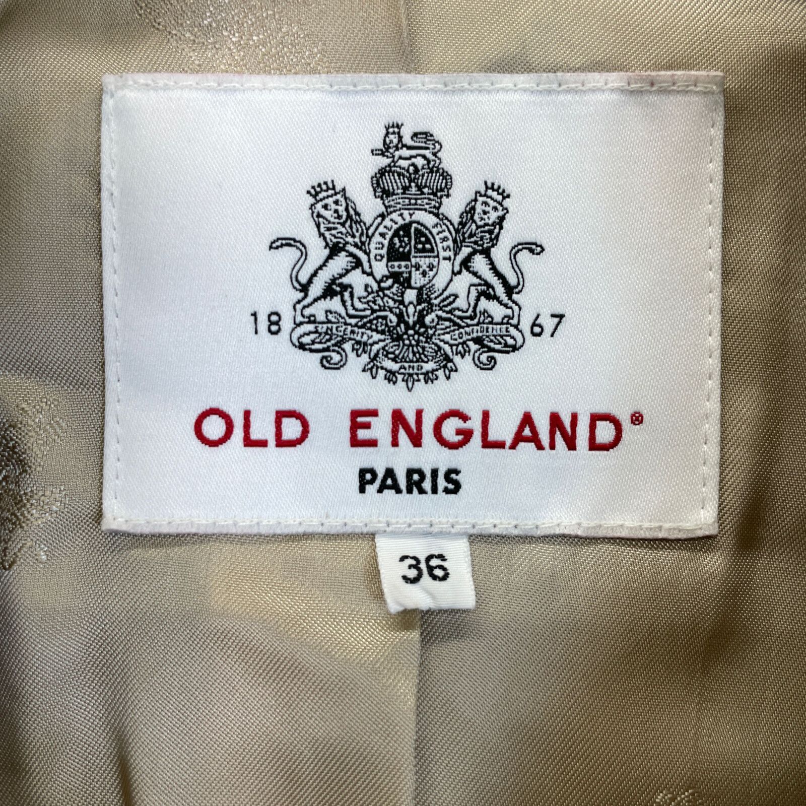 OLD ENGLAND オールドイングランド 57739021 ﾍﾞｰｼﾞｭ ﾚｯｷｽﾌｧｰｺｰﾄ 36