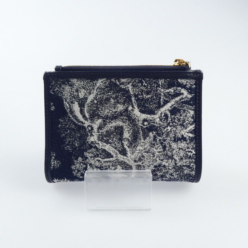 【DIOR】30 Montaigne ダリアウォレット Christian Dior 30 Montaigne Dahlia Wallet Blue Leather Cloth