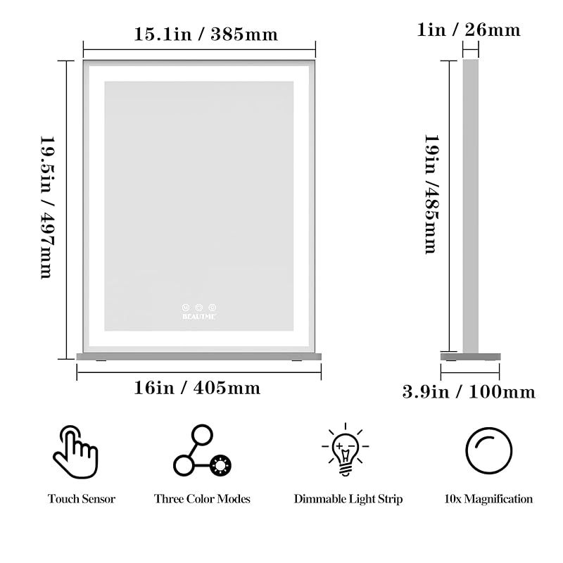 ANYHI 女優ミラー 化粧鏡 ハリウッドミラー 三色照明モード 明るさ調節