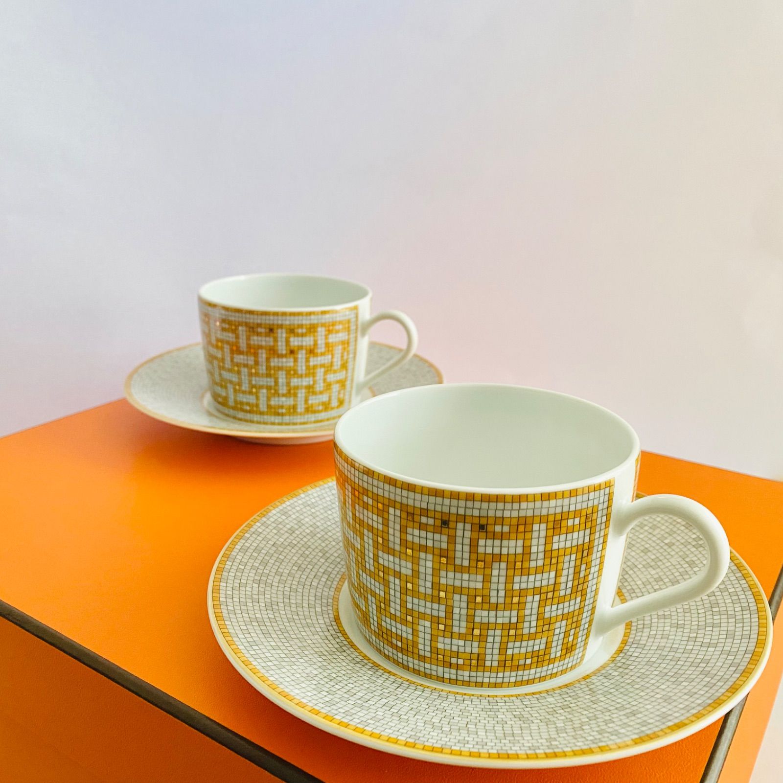 HERMES - エルメス　ヴァンキャトル  モザイク　イエロー　ティーカップ エルメス ヴァンキャトル モザイク イエロー ティーカップ