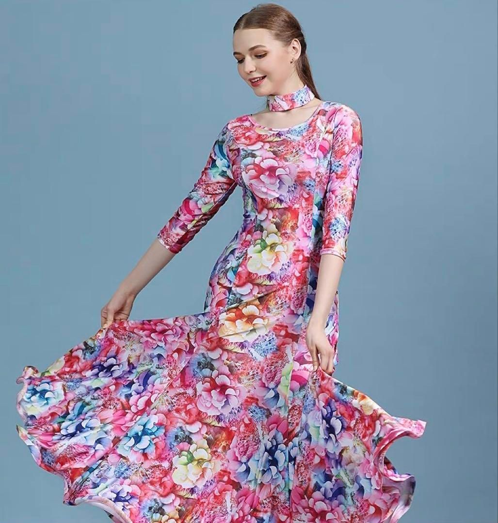 花柄練習着スタンダード向けワンピース