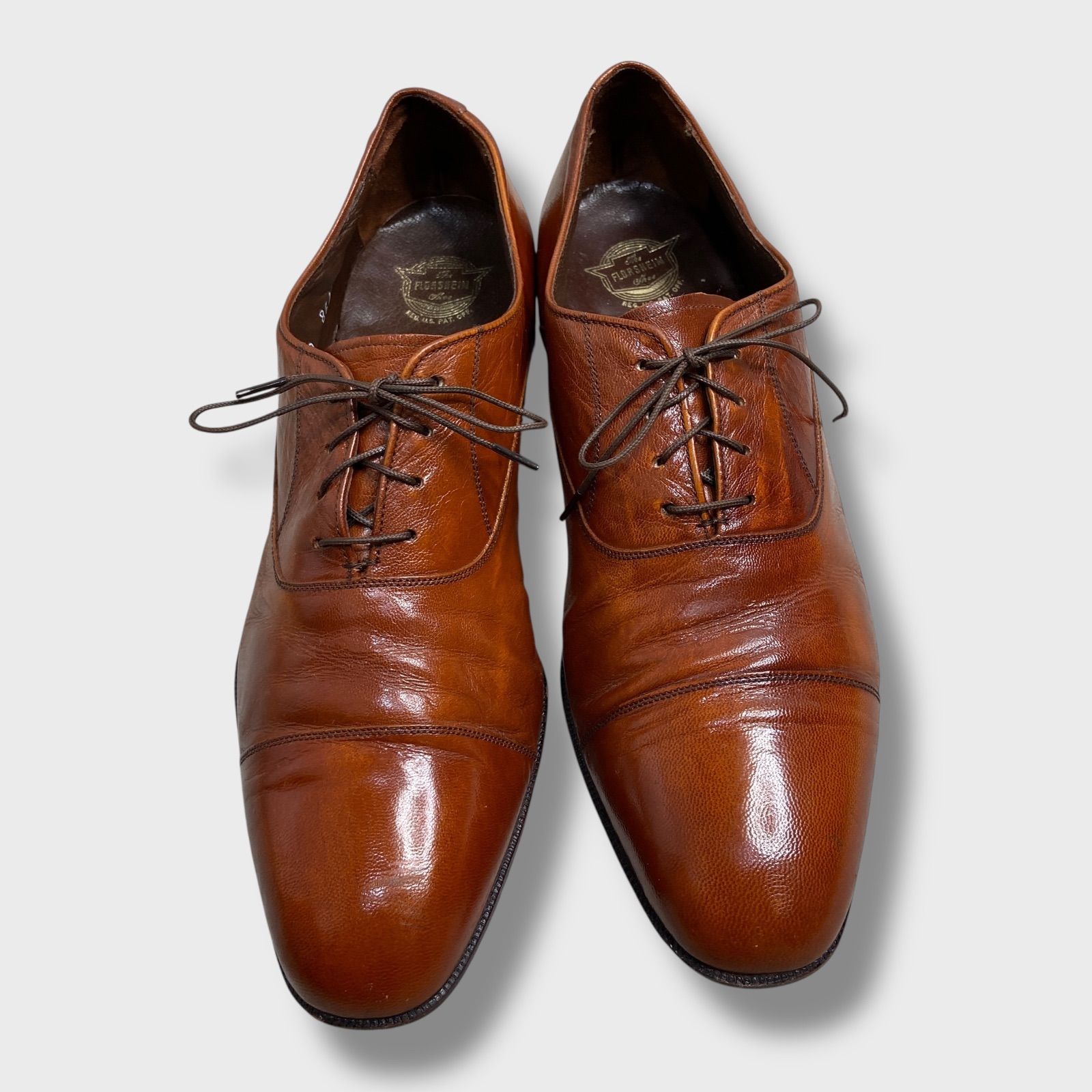 【即決】FLORSHEIM★27cm レザービジネスシューズ 黒 フローシャイム 革靴 メンズ 皮靴 ウィングチップ US9D 本革 ドレス 本皮 メダリオン 27cm Florsheim フローシャイム Imperial プレーントゥ ゾウ革 | armee