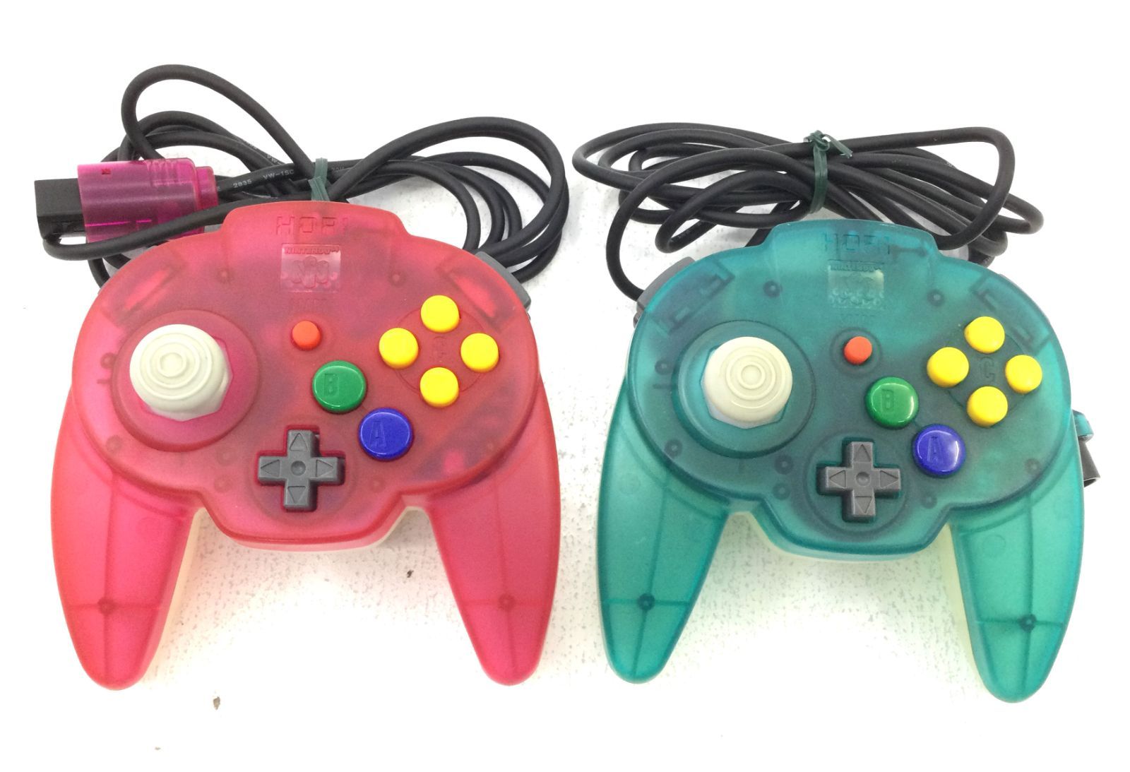 盛岡24-0152 ホリバッドミニ Nintendo64 コントローラー2個セット クリアレッド クリアブルー 動作 済み |60