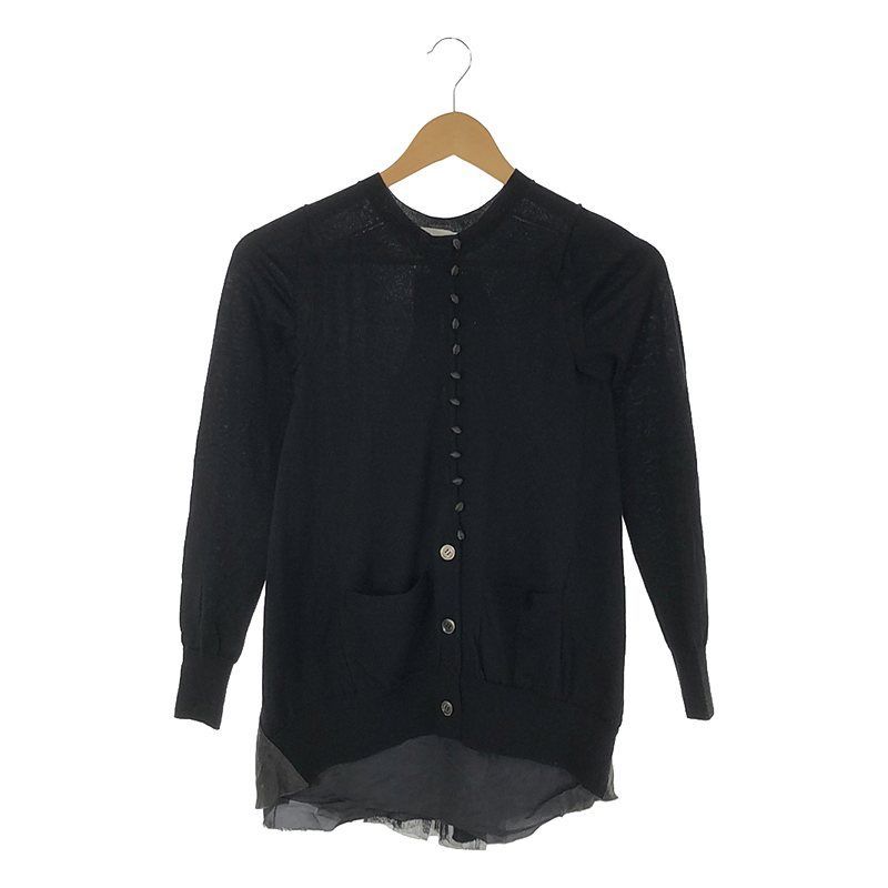 sacai luck - sacai luck サカイラック 異素材バックフレアカーディガン sacai luck / サカイラック | 異素材ドッキング バックフレア クルー