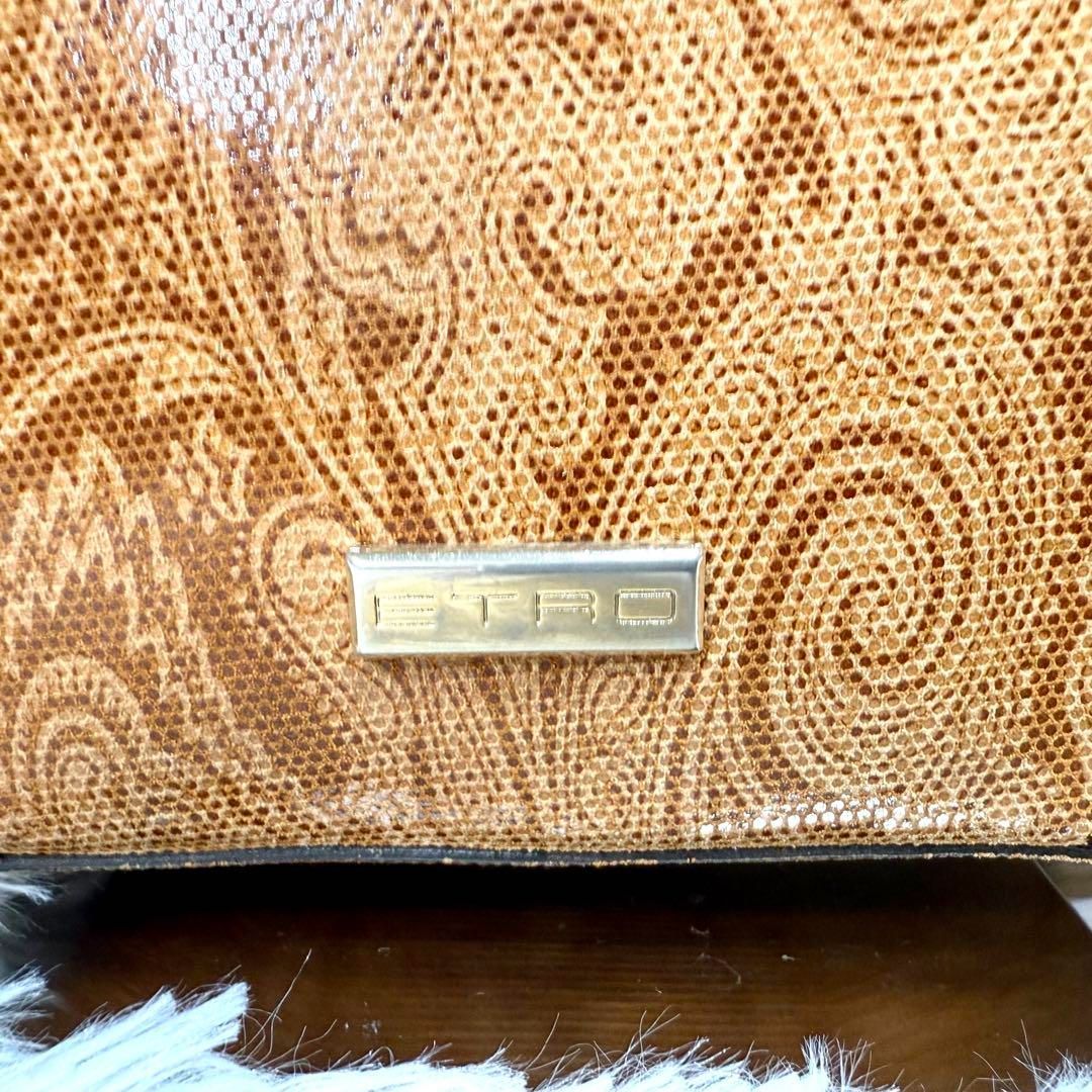 エトロペイズリー柄 ブラウンレザー ボストンバッグ(ハンドバッグ) ETRO エトロ ハンドバッグ ボストンバッグ レディース