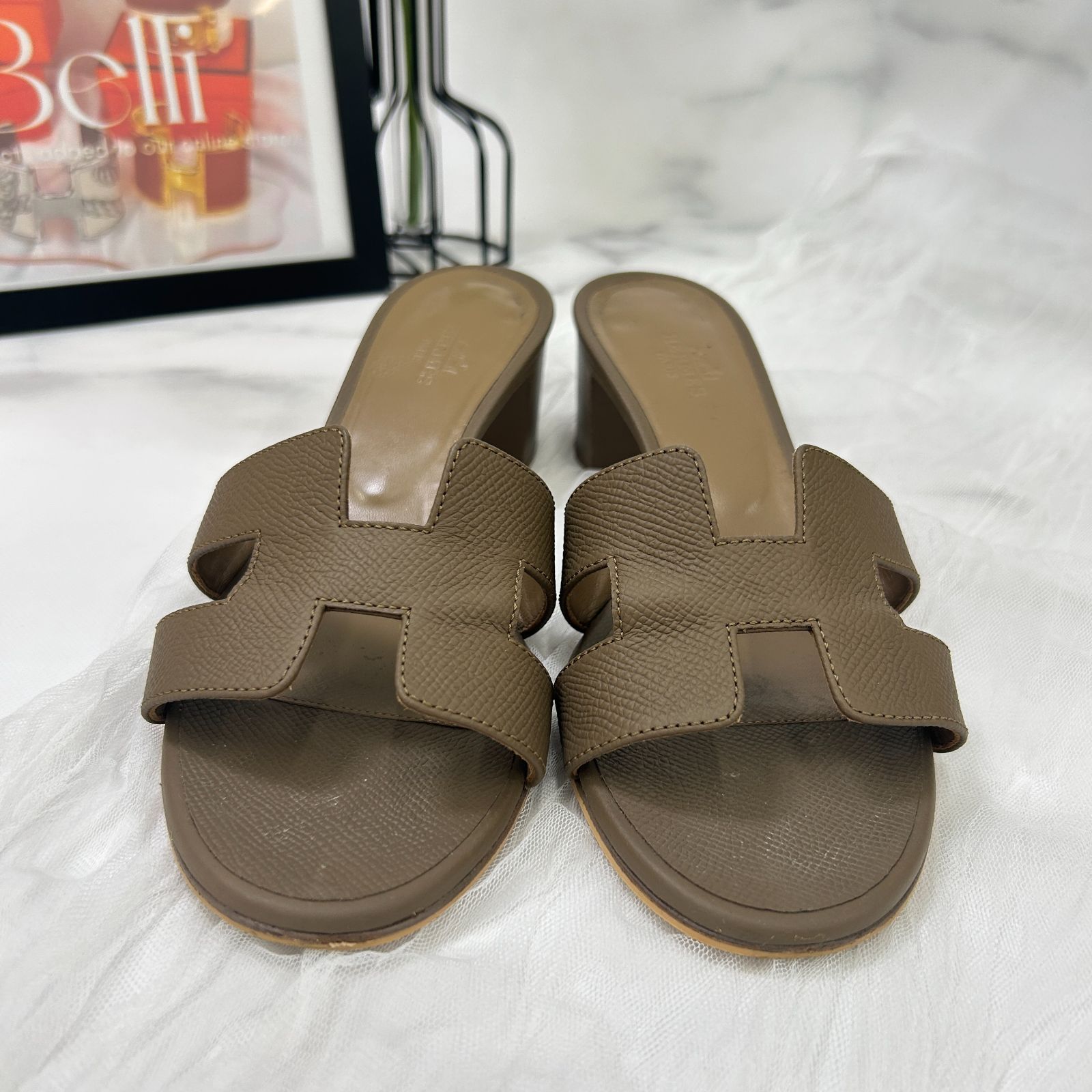 鑑定済み 】 エルメス 《 オアジス 》 37 24cm程度 エトゥープ