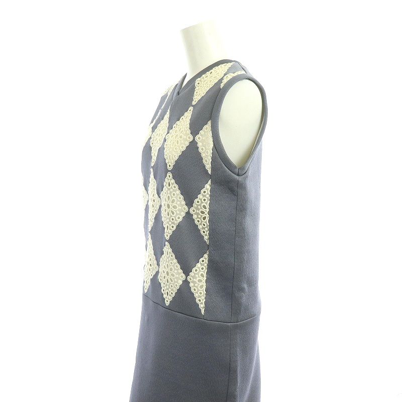 ルイヴィトン LOUIS VUITTON ウール混カットワーク刺繍ノースリーブ  