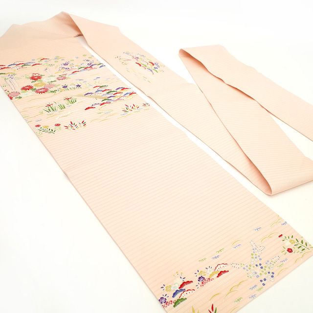 新古品】 夏物 名古屋帯 九寸 絽 正絹 極上 染め帯 銀駒刺繍 銀彩加工 