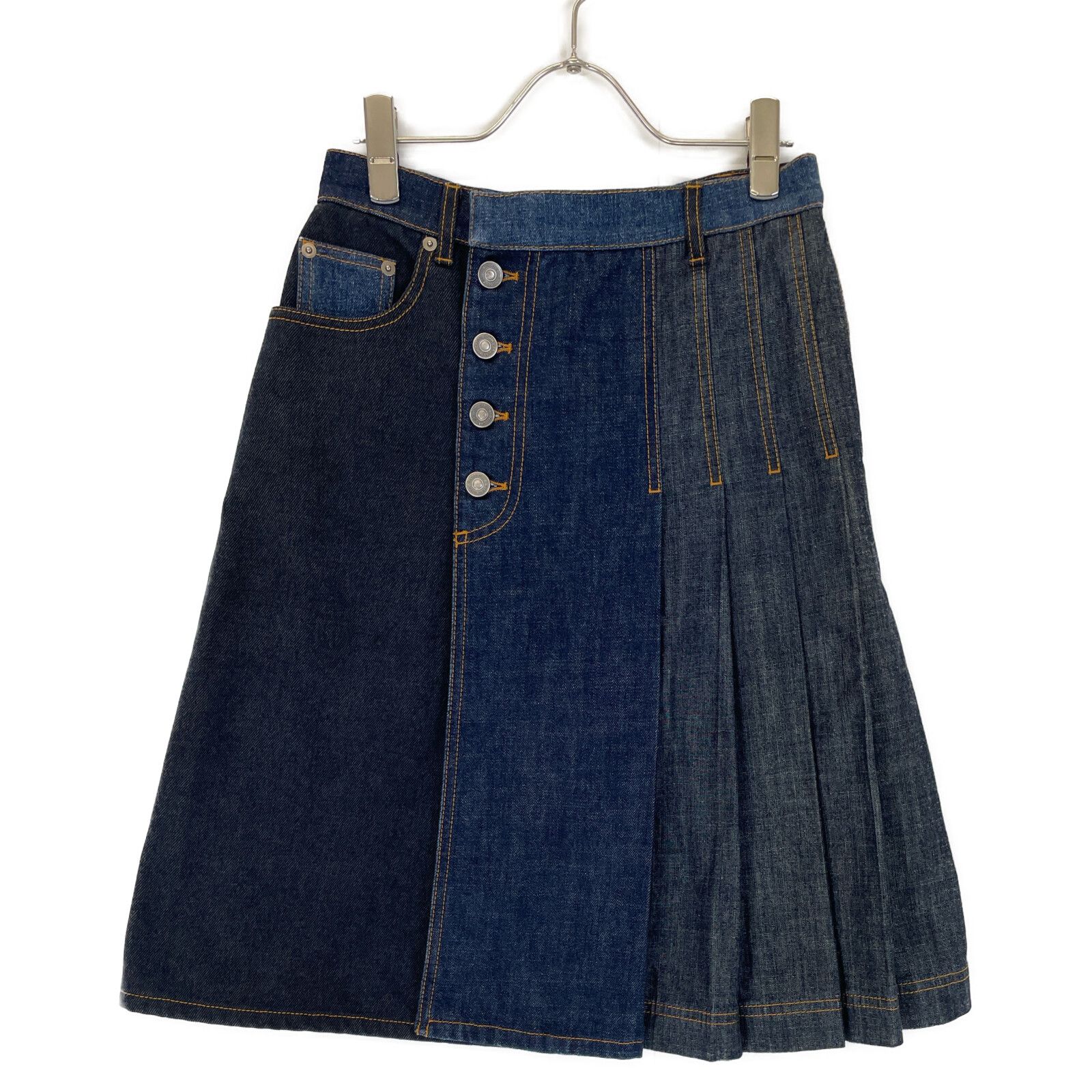 クリスチャンディオール　2023AW　ラップミニスカート　プリーツ　デニム　36 クリスチャンディオール 2023AW ラップミニスカート プリーツ デニム