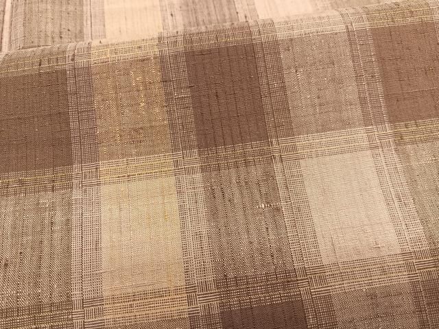 平和屋着物○上質な紬 格子柄 正絹 逸品 BAAT6660hv