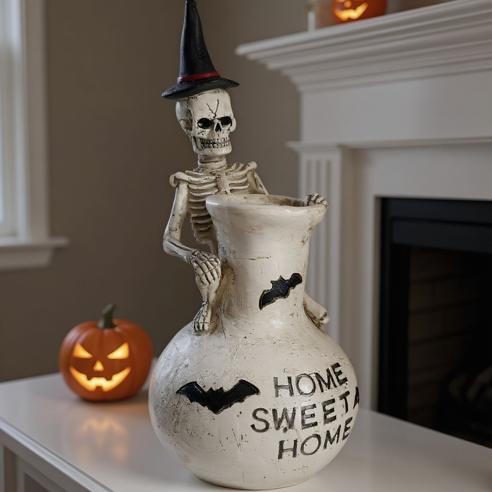 花瓶 花びん 樹脂 おしゃれ ガイコツ スカル ハロウィン装飾 イベント インテリア雑貨 花器 生け花 装飾 玄関 リビング ダイニング 秋 ハロウィーン