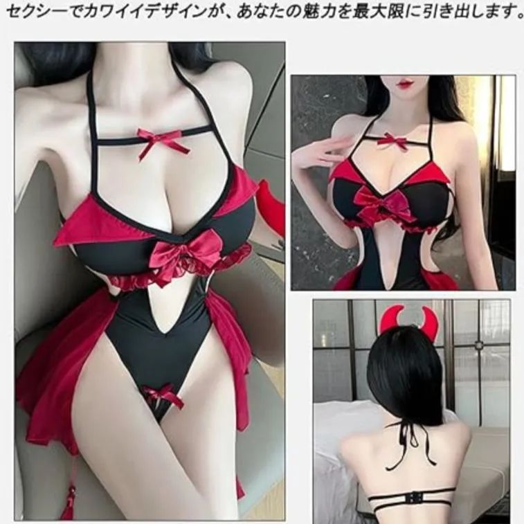 新品☆】セクシー股穴あきオープンクロッチ♥️小悪魔メイド