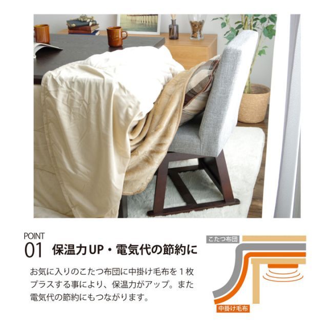 ハイタイプ 高脚 用 こたつ中掛け毛布 洗える ハイタイプ中掛 BOX 約90×135×65cm ボックスタイプ MARWIL-DEMENAGEMENTS_CH