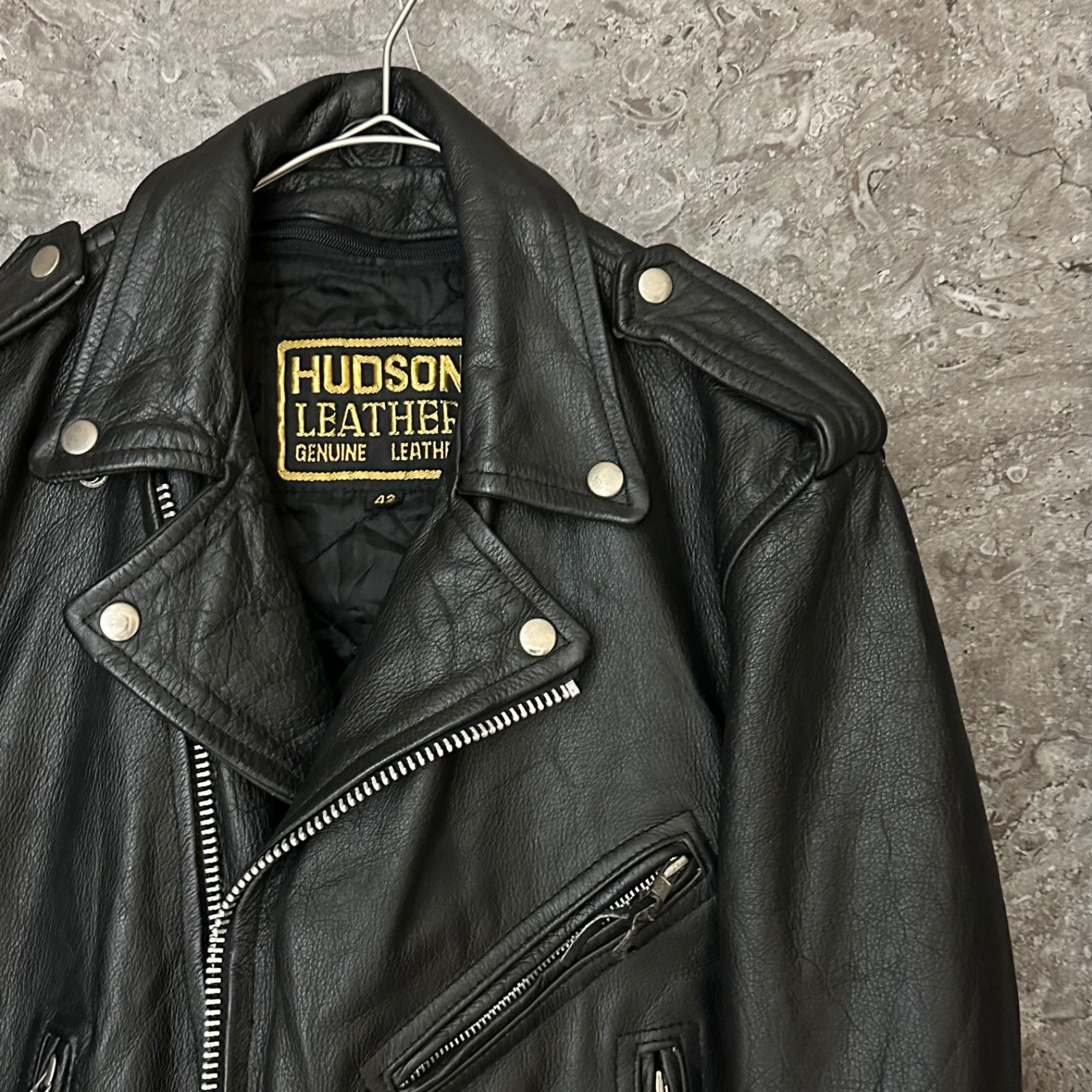 美品 HUDSON ハドソン 本革レザー ダブルライダースジャケット レザー 