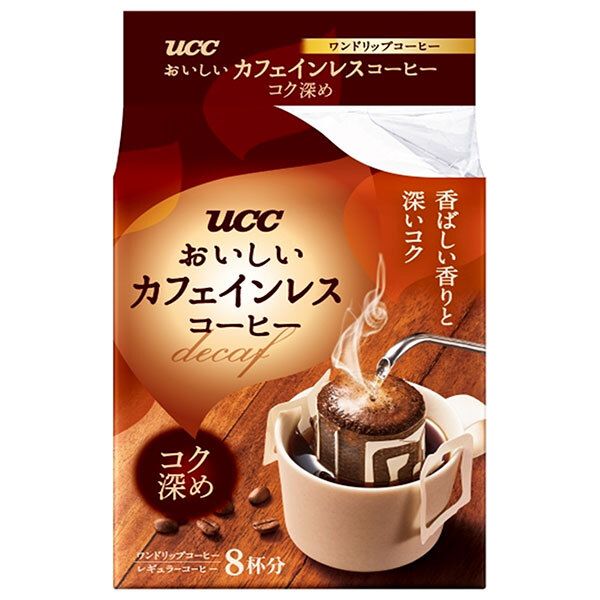 UCC おいしいカフェインレスコーヒー ドリップコーヒー コク深め 7g×8P ×12 6×2 袋入× 2ケース ｜ コーヒー ドリップ ブレンド 珈琲