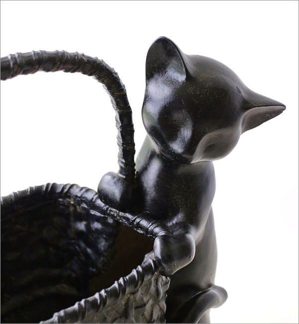 鉢 プランター 猫 鉢カバー かご バスケット 編み籠 デザイン