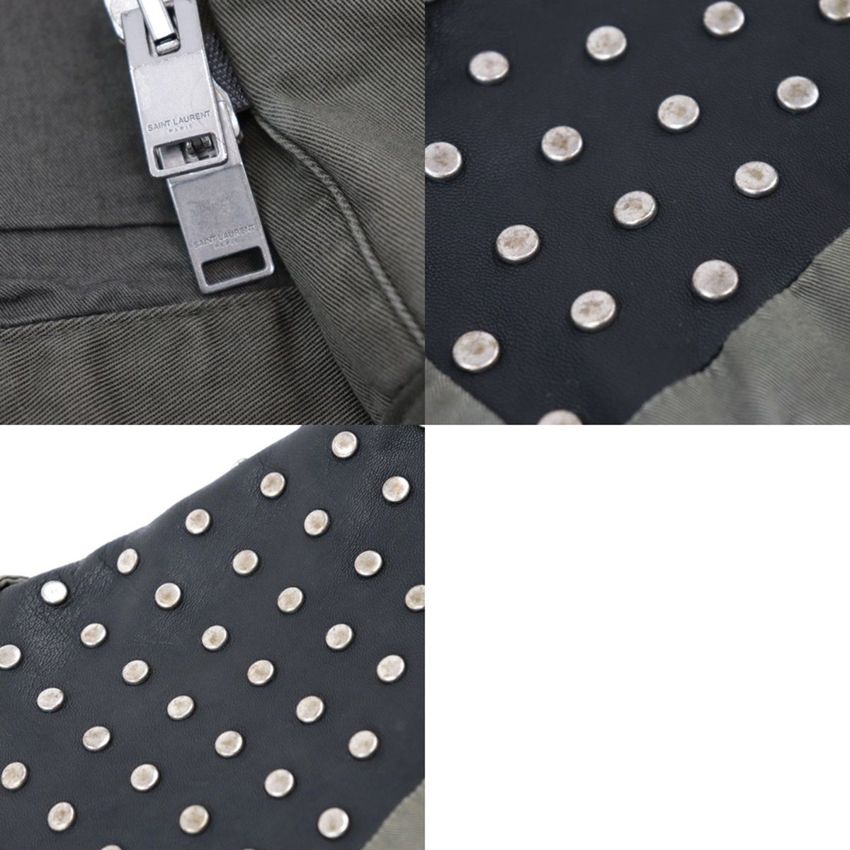 サンローランパリ 14AW レザースタッズ切替 ミリタリージャケット