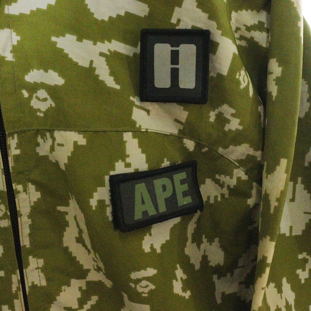 【希少】オールドエイプA BATHING APE ミリタリージャケット カーキ A BATHING APE (アベイシングエイプ) 90s デジタルカモ ワッペン
