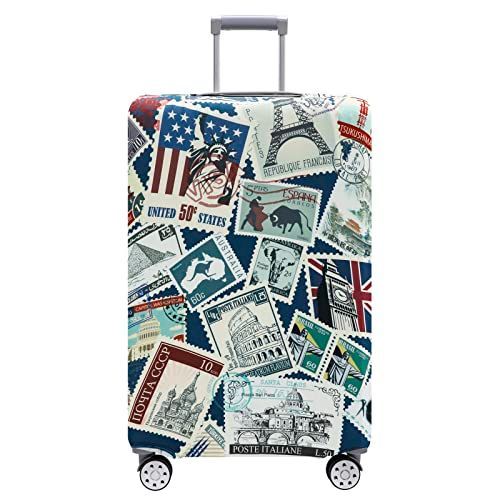 スタンプ_XL(29-32inch suitcase) TRAVELKIN スーツケース用荷物カバー Tsa承認 スーツケースカバープロテクター 18-32インチの荷物にフィット， スタンプ， XL(29-32inch suitcase)