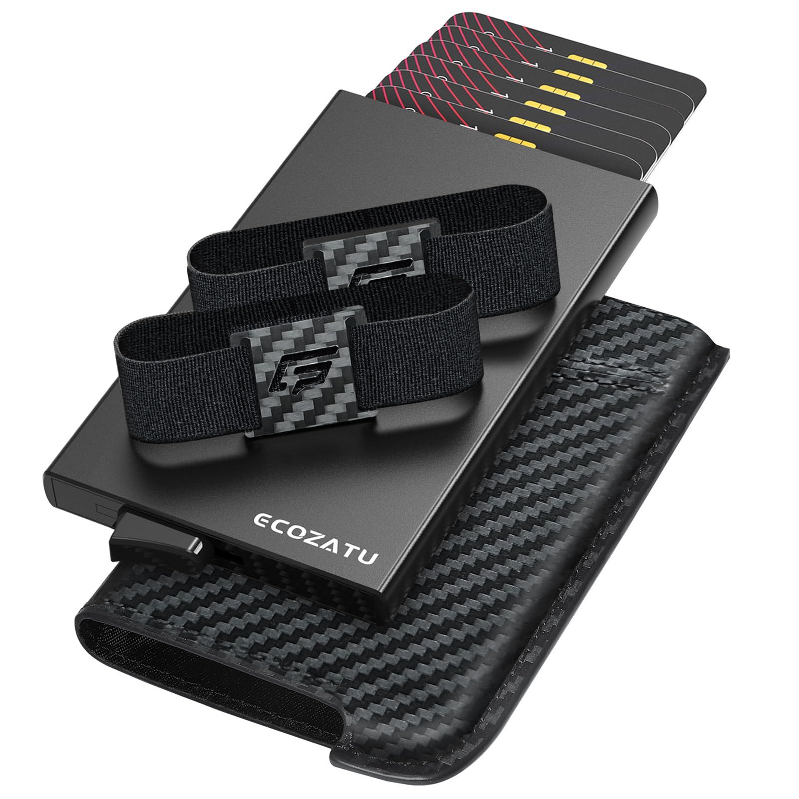 【新着商品】[ECOZATU] カードケース 本革 スキミング防止 磁気防止 クレジットカードケース スライド式 薄型 アルミニウム メンズ