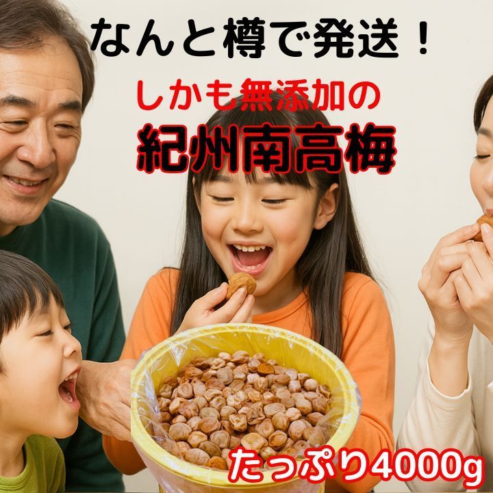 人気爆発！紀州南高梅 樽 4kg つぶれ梅 無添加 和歌山 紀州 白梅 ショップ