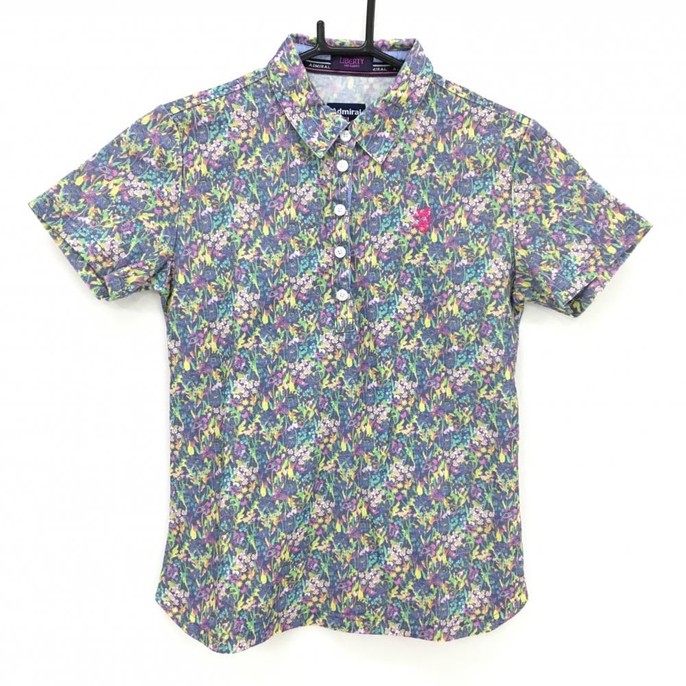 Admiral ネイビー 花柄 ポロシャツ ゴルフ Admiral ネイビー 花柄 ポロシャツ ゴルフ