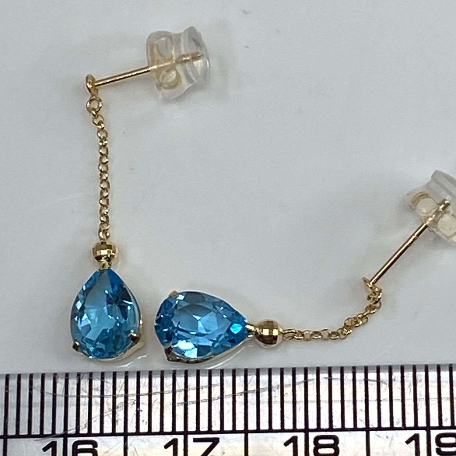 k18YG AU750 18金 天然ブルートパーズ　1ペア k18YG AU750 18金 天然ブルートパーズ 1ペアの通販 by seg（よー