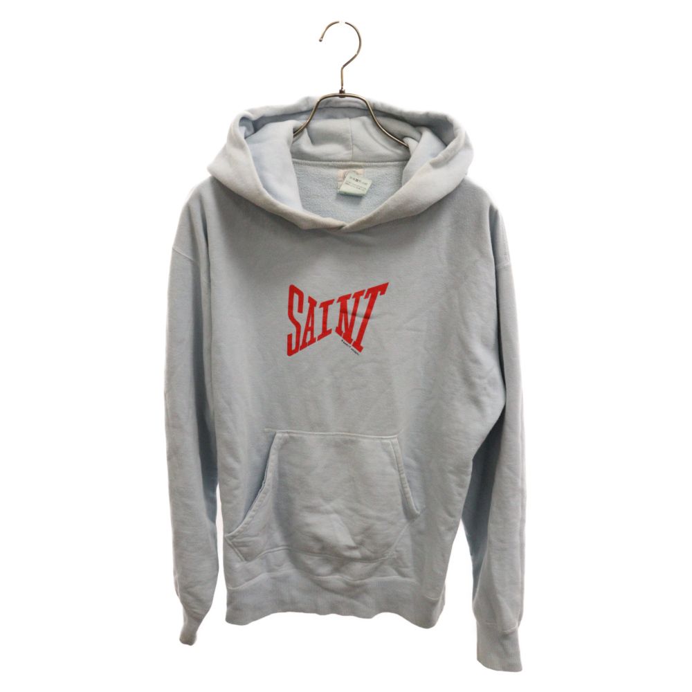 SAINT MICHAEL (セントマイケル) 22SS LOGO HOODIE SM-S22-000-043 ロゴ プリント フーディ プルオーバーパーカー スウェット ブルー