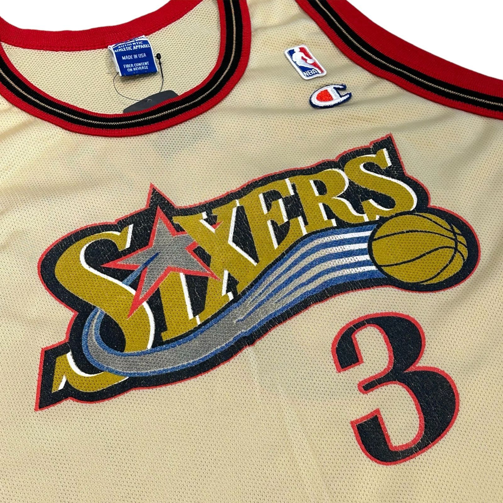 【古着】90's　フィラデルフィア・セブンティシクサーズ　アイバーソン　ユニフォーム　ゴールド　(Philadelphia 76ers  