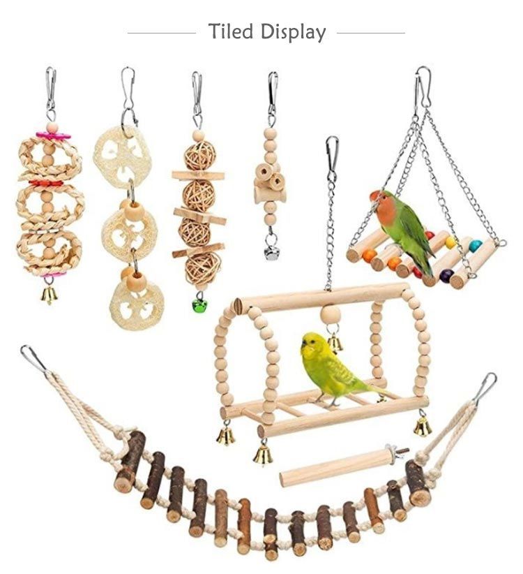 インコ おもちゃ 吊り下げ 鳥 木製 鳥のおもちゃ バードトイ 8点セット