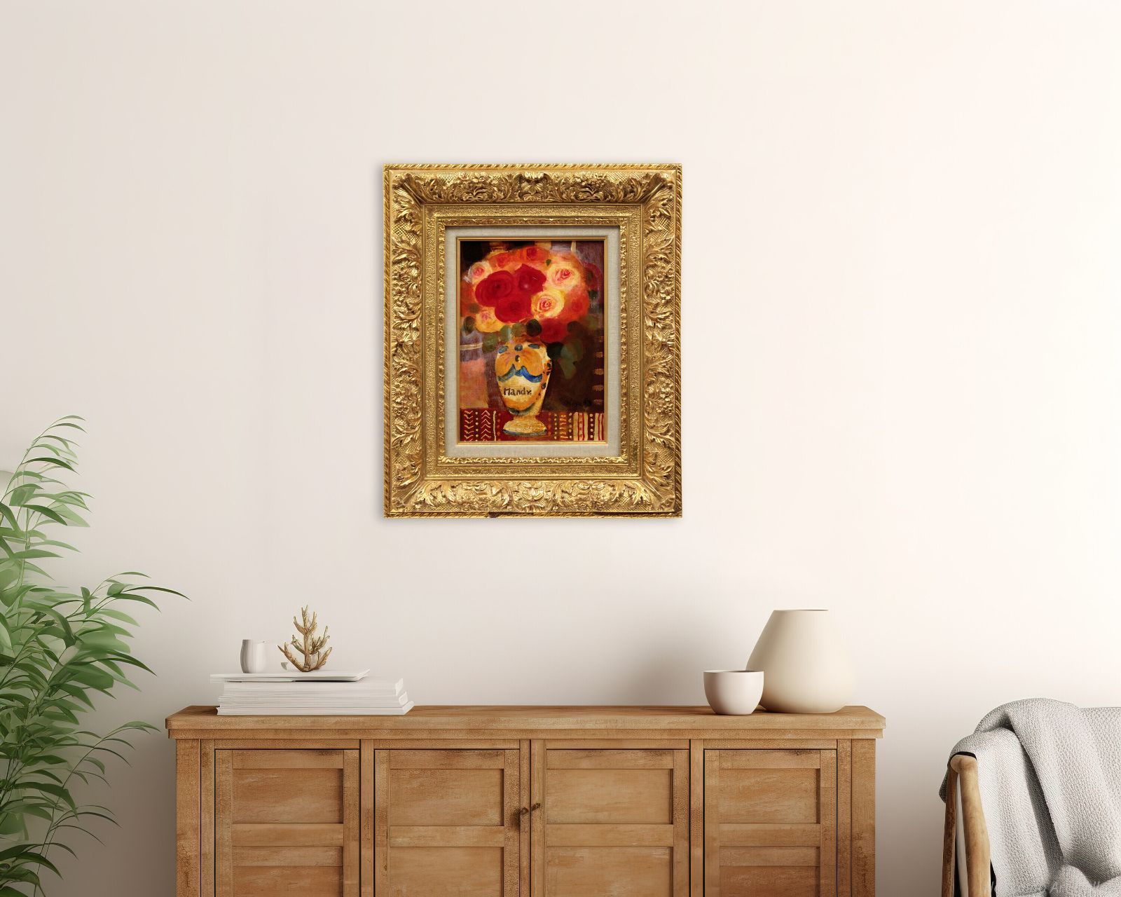 清原啓一 長い壷の薔薇 油絵 油彩画 絵画 絵画 美術品 アンティーク コレクション ホビー 楽器 アート