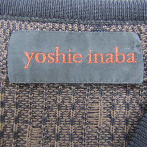 ヨシエイナバ ニット トップス 長袖 チャイナボタン シルク100% 日本製 レディース フリーサイズ ブラウン yoshie inaba ヨシエイナバ ニット トップス 長袖 チャイナボタン シルク100