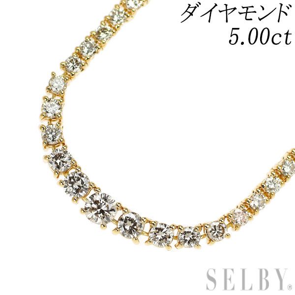 K18YG ダイヤモンド ネックレス 5.00ct テニス - メルカリ 
