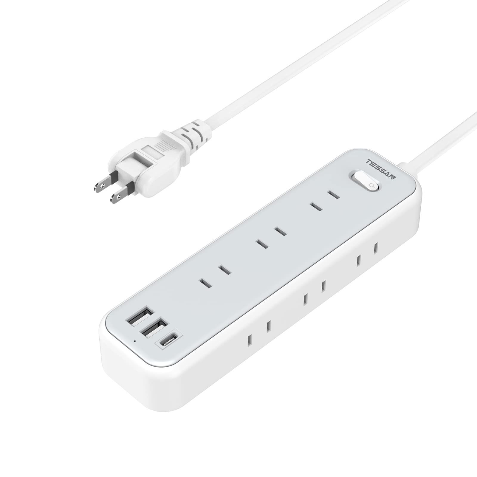 TESSAN 電源タップ usb c付き 延長コード 2m コンセントタップ A