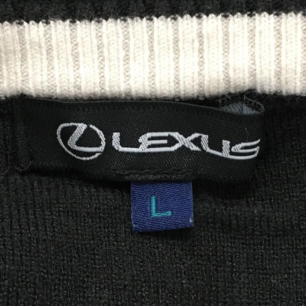 レクサス×アドミラル セーター 黒×白 ロゴ刺しゅう Vネック ニット